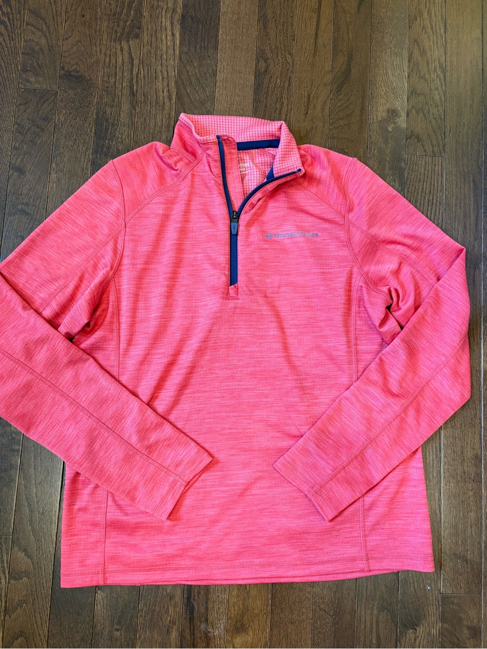 Vineyard Vines Boys XL 18 Sankaty Microgrid Performance 1/4 Zip Coral Pink